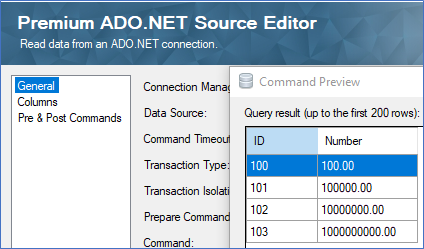 Sample Data in Premium ADO NET Source